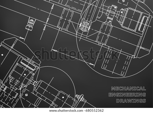 Mechanical Engineering Drawing Blueprints Mechanics Cover Stock Vector ...