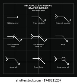 Mechanical Engineering Drawing Symbol Design Elements Stock Vector ...