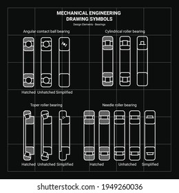 Zeichensymbol für Maschinenbau. Design-Elemente, Lager. Vektorstil