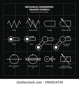 Mechanical Engineering Drawing Symbol Design Elements Stock Vector ...