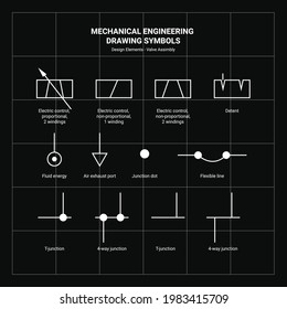 Mechanical engineering drawing symbol. Design elements, Valve Assembly. Vector style