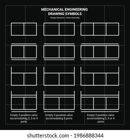 Mechanical engineering drawing symbol. Design elements, Valve Assembly. Vector style