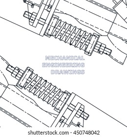 Mechanical engineering the drawing. Technical illustrations. The drawing for technical design. A cover, a banner. A place for an inscription