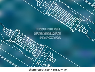 Mechanical engineering drawings. Background for inscription. Corporate Identity. Cover. Blue