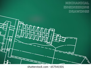 Mechanical engineering drawings. Background for inscription. Cover, Corporate Identity. Light green