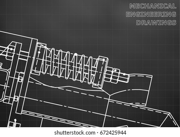 Mechanical engineering drawings. Background for inscription. Cover, Corporate Identity. Black. Grid