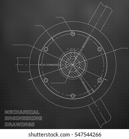 Mechanical engineering drawings. Engineering. Black. Points