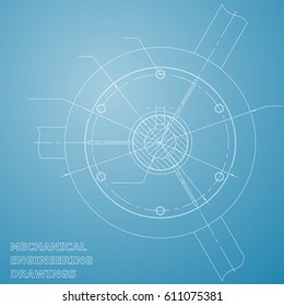 Mechanical engineering drawings. Engineering. Blue