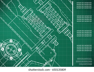 Mechanical engineering drawings. Cover, Label, Background for inscription. Corporate Identity. Light green. Grid