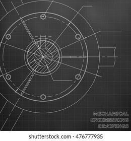 Mechanical engineering drawings. Engineering illustration. Black. Grid