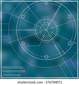 Mechanical engineering drawings. Engineering illustration. Blue