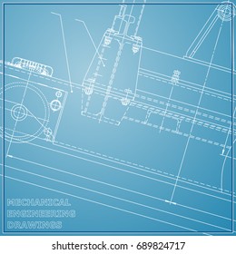 Mechanical engineering drawings. Engineering illustration. Vector blue background