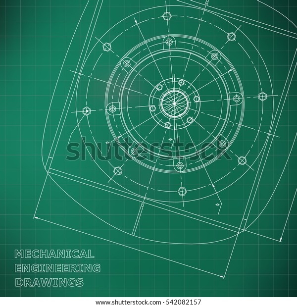 Mechanical engineering drawings. Engineering\
illustration. Vector. Light green.\
Grid