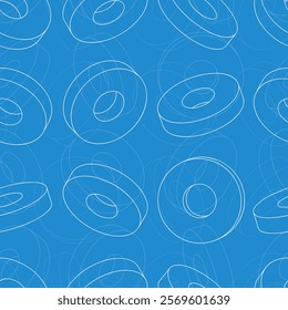 Mechanical engineering drawings on blue background. Cutter, assembly tool with replaceable multi-faceted plate. Technical Design. Cover. Blueprint. Vector illustration.
