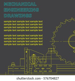 Mechanical engineering drawings on a gray background. Blueprint