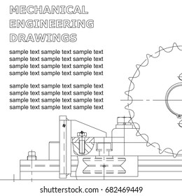 Mechanical engineering drawings on a white background. Blueprint