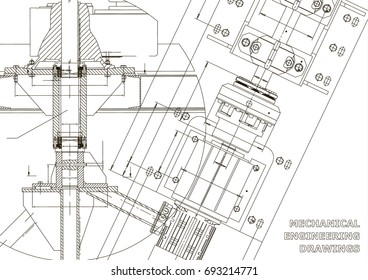 Mechanical engineering drawings. Technical Design. Blueprints. White