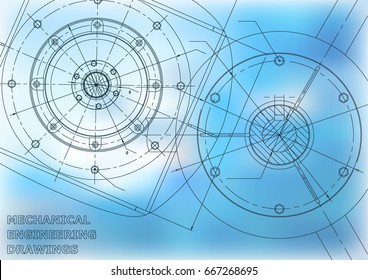 Mechanical engineering drawings. Vector background