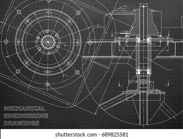 Mechanical Engineering Drawings. Vector. Black. Points