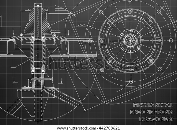 机械工程图纸 矢量黑色背景 网格库存矢量图 免版税