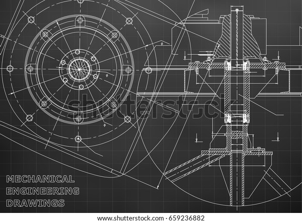 Mechanical Engineering Drawings Vector Black Grid Stock Vector (Royalty ...