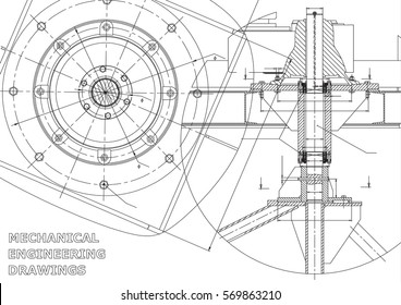 Mechanical engineering drawings. Vector. White