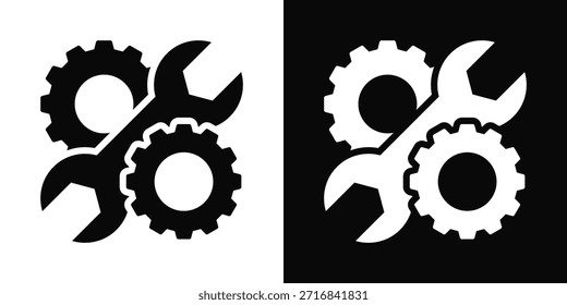 Mechanical Engineering Icon White And Black Background Style