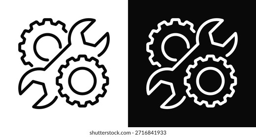 Mechanical Engineering Icon White And Black Background Style