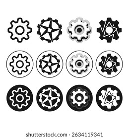 Ícones De Engenharia Mecânica Engrenagens Industriais Cogs And Machinery