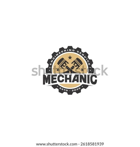 Mechanical engineering logo design template flat vector