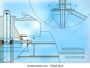 Mechanical engineering. Technical illustration. Background. Blue