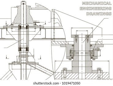 Mechanical engineering. Technical illustration. Backgrounds of engineering subjects. Technical design. Instrument making. Cover, banner, flyer, background