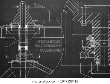 Mechanical engineering. Technical illustration. Backgrounds of engineering subjects. Technical design. Instrument making. Cover, banner. Black background. Points