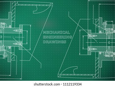 Mechanical engineering. Technical illustration. Backgrounds of engineering subjects. Light green background. Points