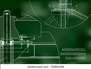 Mechanical Engineering Technical Illustration Green Background Stock ...