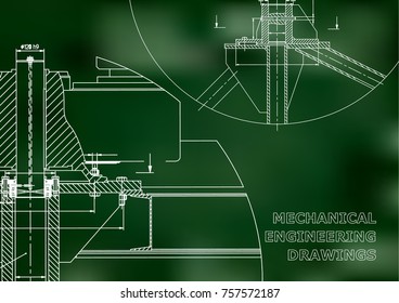 Mechanical engineering. Technical illustration. Green background