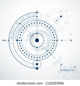 Mechanical engineering technology vector abstract background, cybernetic abstraction with innovative industrial schemes.