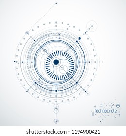Mechanical engineering technology vector abstract background, cybernetic abstraction with innovative industrial schemes.