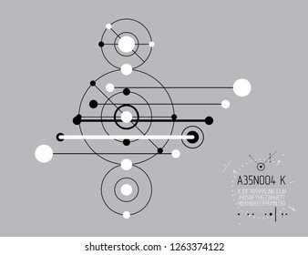 Mechanical engineering technology vector abstract background, cybernetic abstraction with innovative industrial schemes. Art graphic illustration.