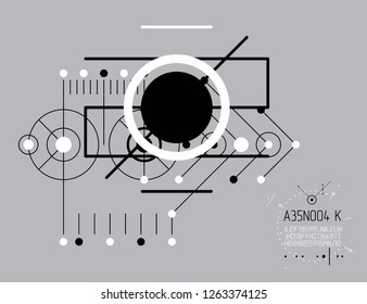 Mechanical engineering technology vector abstract background, cybernetic abstraction with innovative industrial schemes. Art graphic illustration.