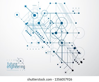 Mechanical engineering technology vector abstract background, cybernetic abstraction with innovative industrial schemes.