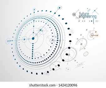 Mechanical engineering technology vector abstract background, cybernetic abstraction with innovative industrial schemes.