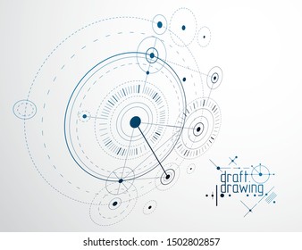 Mechanical engineering technology vector abstract background, cybernetic abstraction with innovative industrial schemes.