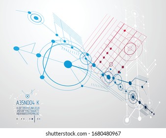 Mechanical engineering technology vector abstract background, cybernetic abstraction with innovative industrial schemes.