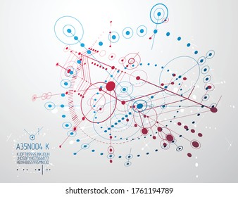 Mechanical engineering technology vector abstract background, cybernetic abstraction with innovative industrial schemes.