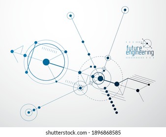 Mechanical engineering technology vector abstract background, cybernetic abstraction with innovative industrial schemes.