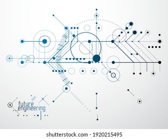 Mechanical engineering technology vector abstract background, cybernetic abstraction with innovative industrial schemes.