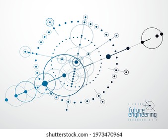 Mechanical Engineering Technology Vector Abstract Background, Cybernetic Abstraction With Innovative Industrial Schemes.