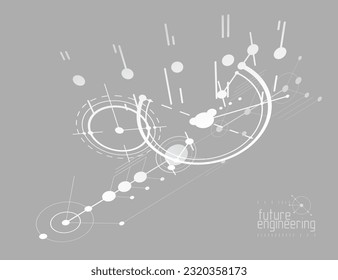 Mechanical engineering technology vector abstract background, cybernetic abstraction with innovative industrial schemes.