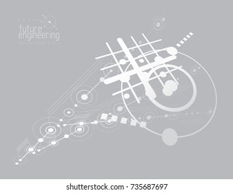 Mechanical engineering technology vector abstract background, cybernetic abstraction with innovative industrial schemes.